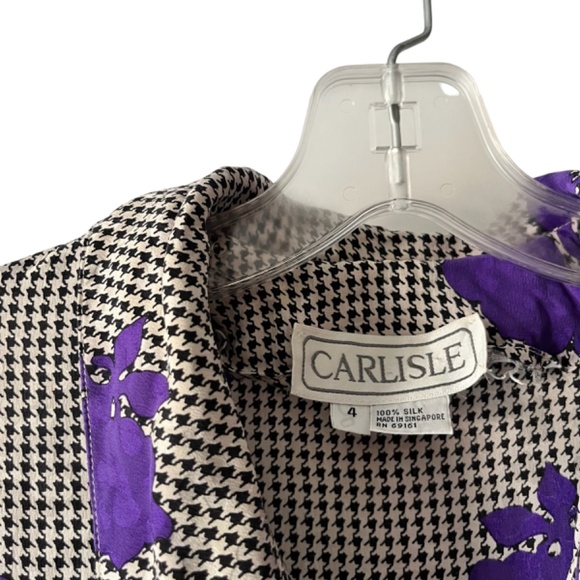 Vintage 80s 90s Carlisle Button Up Houndstooth Blouse - Picture 3 of 8